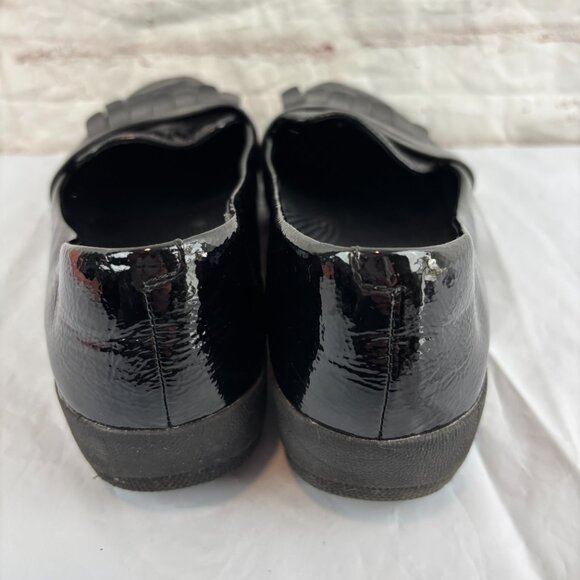 Fitflop Women's 6 Black Fringey Patent Leather Slip-on Penny Loafers - Picture 8 of 9
